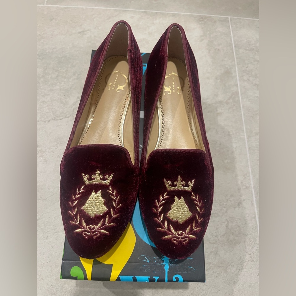 C-wonder Leah Novelty Loafer Wine red velvet Sugarplum Size 6.5 Flats Old Money